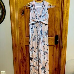 PinkBlush Maternity Sleeveless Maxi Dress, with Knot Detail in Front